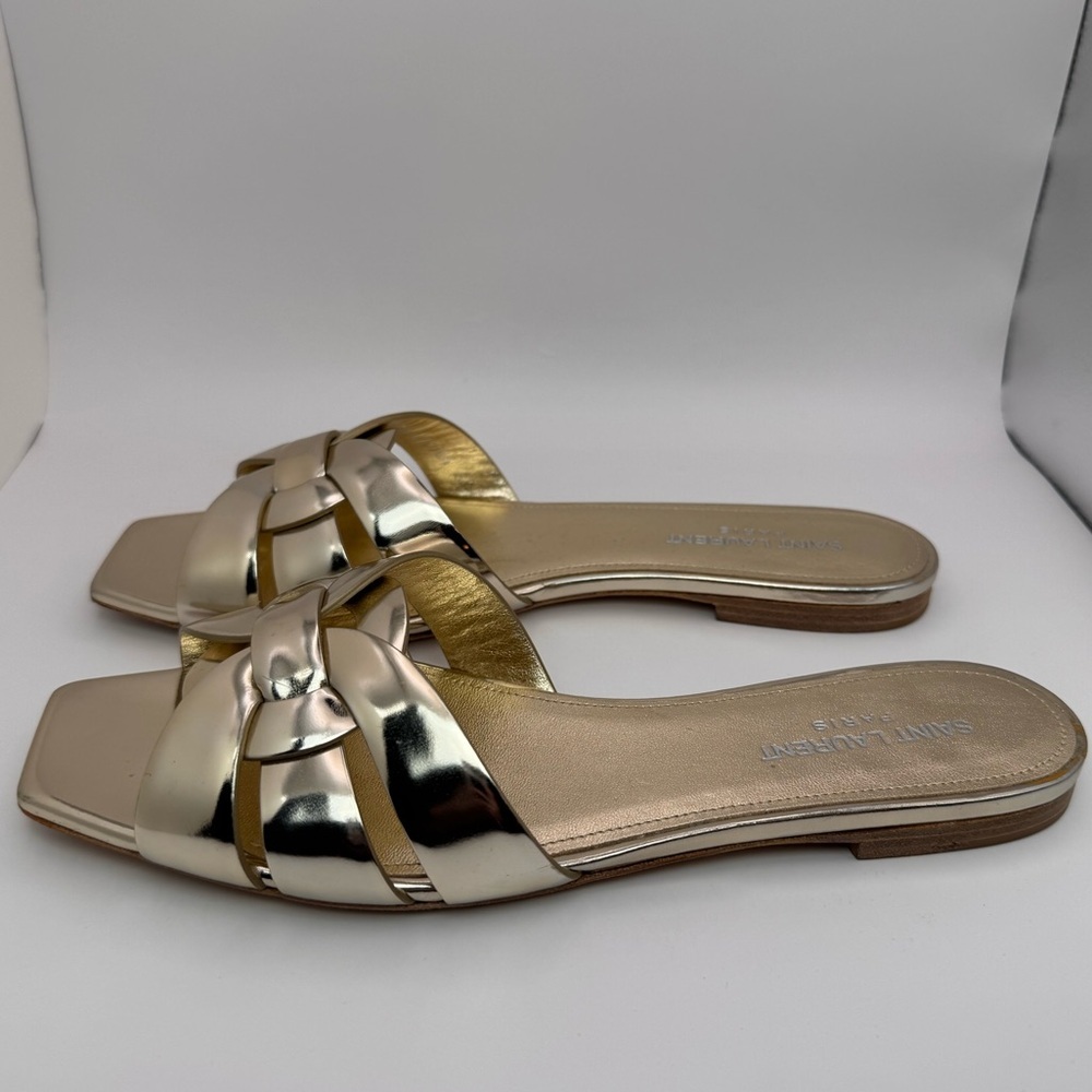 Saint Laurent Metallic Gold Nu Pieds 05 Slide Sandals Size 39 - Picture 6 of 12